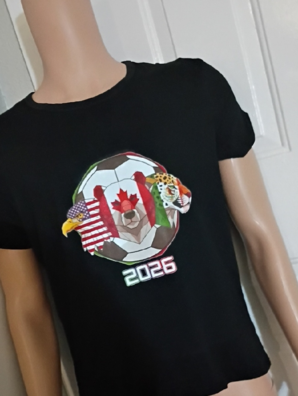 Black Kids Soccer Graphic Tee with 2026 Crest